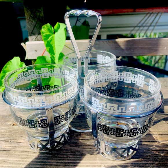 Vintage 60s Bar Set - 3 MCM Spirit Glasses & Caddy - Picture 5 of 7